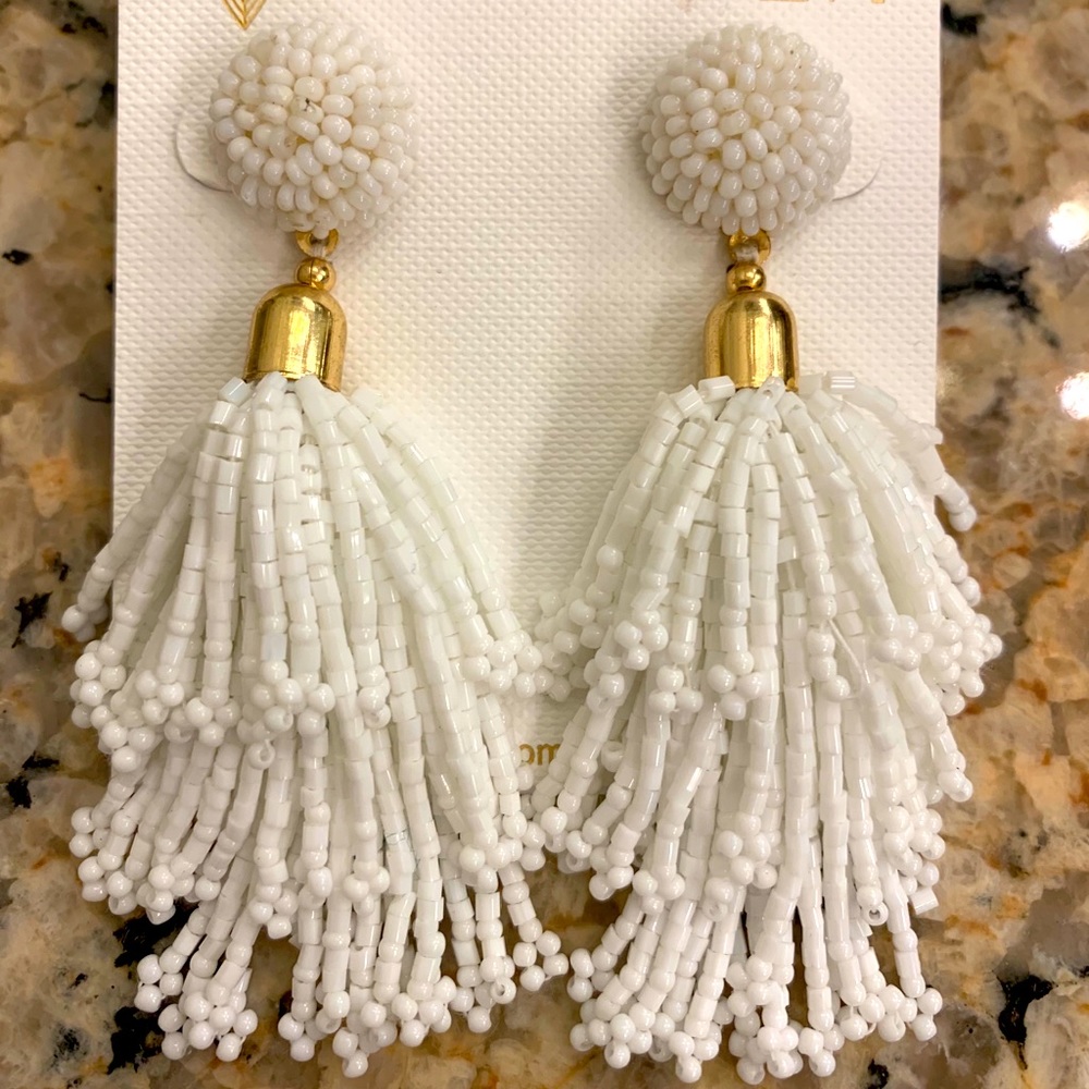 Panacea white tassle earrings